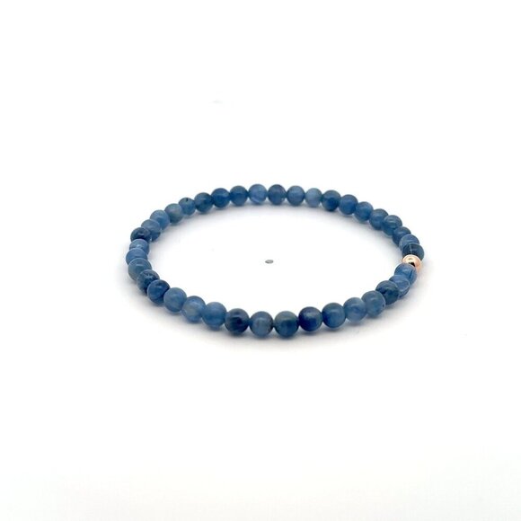 Natural Kyanite Gemstones Mini 4mm 18K Rose Gold Charm Bead - Picture 4 of 6